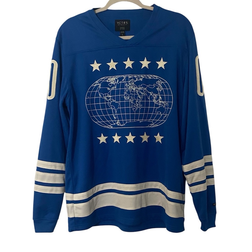 10 Deep VCTRY Blue and White Atlas Hockey Jersey Shirt Large L